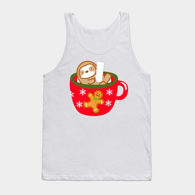 Cute Christmas Hot Chocolate with Marshmallow Sloth Tank Top by theslothinme